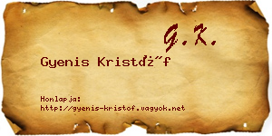Gyenis Kristóf névjegykártya